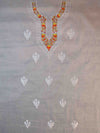 Banarasee Kota Doria Hand-Embroidered Salwar Kameez Dupatta Set-White