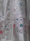 Banarasee Semi-Silk Silver Zari Work Salwar Kameez Fabric With Dupatta Set-White