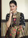 Banarasee Semi-Silk Zari & Resham Work Salwar Kameez Fabric With Dupatta Set-Black