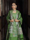 Banarasee Semi-Silk Silver Zari Work Salwar Kameez Fabric With Dupatta Set-Leaf Green