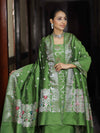 Banarasee Semi-Silk Silver Zari Work Salwar Kameez Fabric With Dupatta Set-Leaf Green