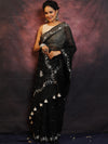 Banarasee Chanderi Cotton Hand-Embroidered Saree-Black