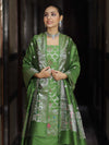 Banarasee Semi-Silk Silver Zari Work Salwar Kameez Fabric With Dupatta Set-Leaf Green