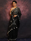 Banarasee Chanderi Cotton Hand-Embroidered Saree-Black