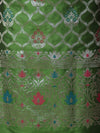 Banarasee Semi-Silk Silver Zari Work Salwar Kameez Fabric With Dupatta Set-Leaf Green