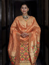Banarasee Semi-Silk Zari & Resham Work Salwar Kameez Fabric With Dupatta Set-Peach