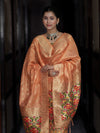 Banarasee Semi-Silk Zari & Resham Work Salwar Kameez Fabric With Dupatta Set-Peach