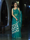 Banarasee Handloom Tissue Saree With Zari Buti Design & Border-Green