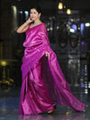 Banarasee Handwoven Tissue Saree With Floral Motifs & Mirror Work-Pink