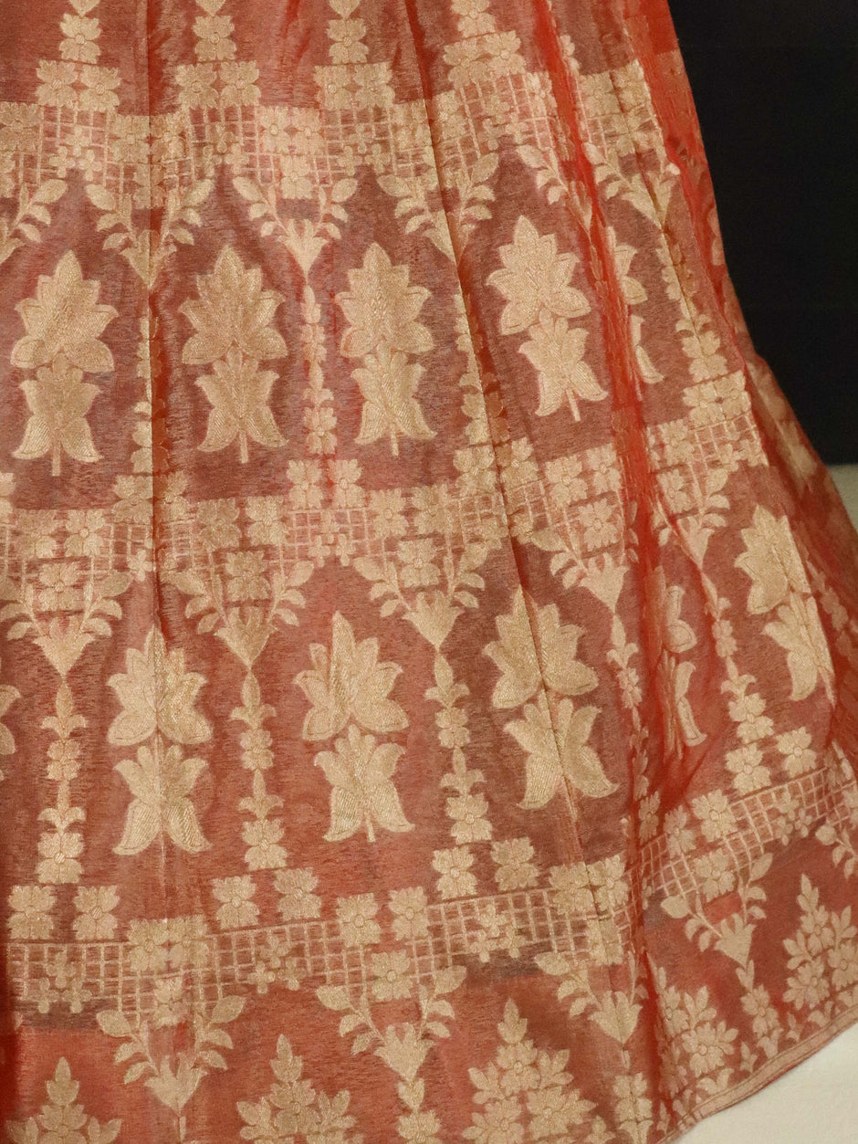 Tissue Flowy Bandhani Top With Lehenga And Dupatta