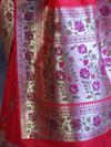 Banarasee Handloom Semi Katan Meena Work Saree-Red