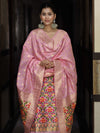 Banarasee Semi-Silk Zari & Resham Work Salwar Kameez Fabric With Dupatta Set-Light Pink