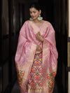 Banarasee Semi-Silk Zari & Resham Work Salwar Kameez Fabric With Dupatta Set-Light Pink