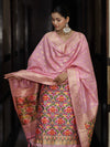 Banarasee Semi-Silk Zari & Resham Work Salwar Kameez Fabric With Dupatta Set-Light Pink