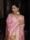 Banarasee Semi-Silk Zari & Resham Work Salwar Kameez Fabric With Dupatta Set-Light Pink