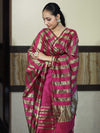 Banarasee Cotton Silk Stripe Pattern Salwar Kameez Fabric With Dupatta Set-Deep Pink
