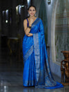 Banarasee Handwoven Pure Tussar Saree With Woven Resham Design-Blue
