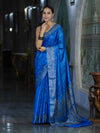 Banarasee Handwoven Pure Tussar Saree With Woven Resham Design-Blue