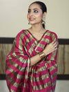 Banarasee Cotton Silk Stripe Pattern Salwar Kameez Fabric With Dupatta Set-Deep Pink