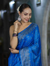 Banarasee Handwoven Pure Tussar Saree With Woven Resham Design-Blue