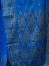 Banarasee Handwoven Pure Tussar Saree With Woven Resham Design-Blue