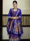 Banarasee Semi-Silk Zari & Resham Work Salwar Kameez Fabric With Dupatta Set-Royal Blue