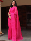Banarasee Handwoven Super Net Embroidered Saree-Pink