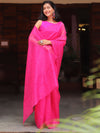 Banarasee Handwoven Super Net Embroidered Saree-Pink