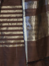 Banarasee Cotton Silk Stripe Pattern Salwar Kameez Fabric With Dupatta Set-Brown