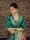 Banarasee Semi-Silk Zari & Resham Work Salwar Kameez Fabric With Dupatta Set-Peacock Blue