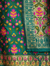 Banarasee Semi-Silk Zari & Resham Work Salwar Kameez Fabric With Dupatta Set-Peacock Blue