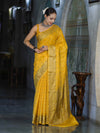 Banarasee Handwoven Pure Tussar Saree With Woven Resham Design-Yellow