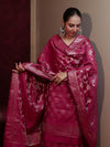 Banarasee Cotton Silk Zari Buta Work Salwar Kameez Fabric With Dupatta Set-Magenta