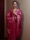 Banarasee Cotton Silk Zari Buta Work Salwar Kameez Fabric With Dupatta Set-Magenta