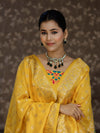 Banarasee Semi-Silk Zari & Resham Work Salwar Kameez Fabric With Dupatta Set-Yellow