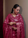 Banarasee Cotton Silk Zari Buta Work Salwar Kameez Fabric With Dupatta Set-Magenta