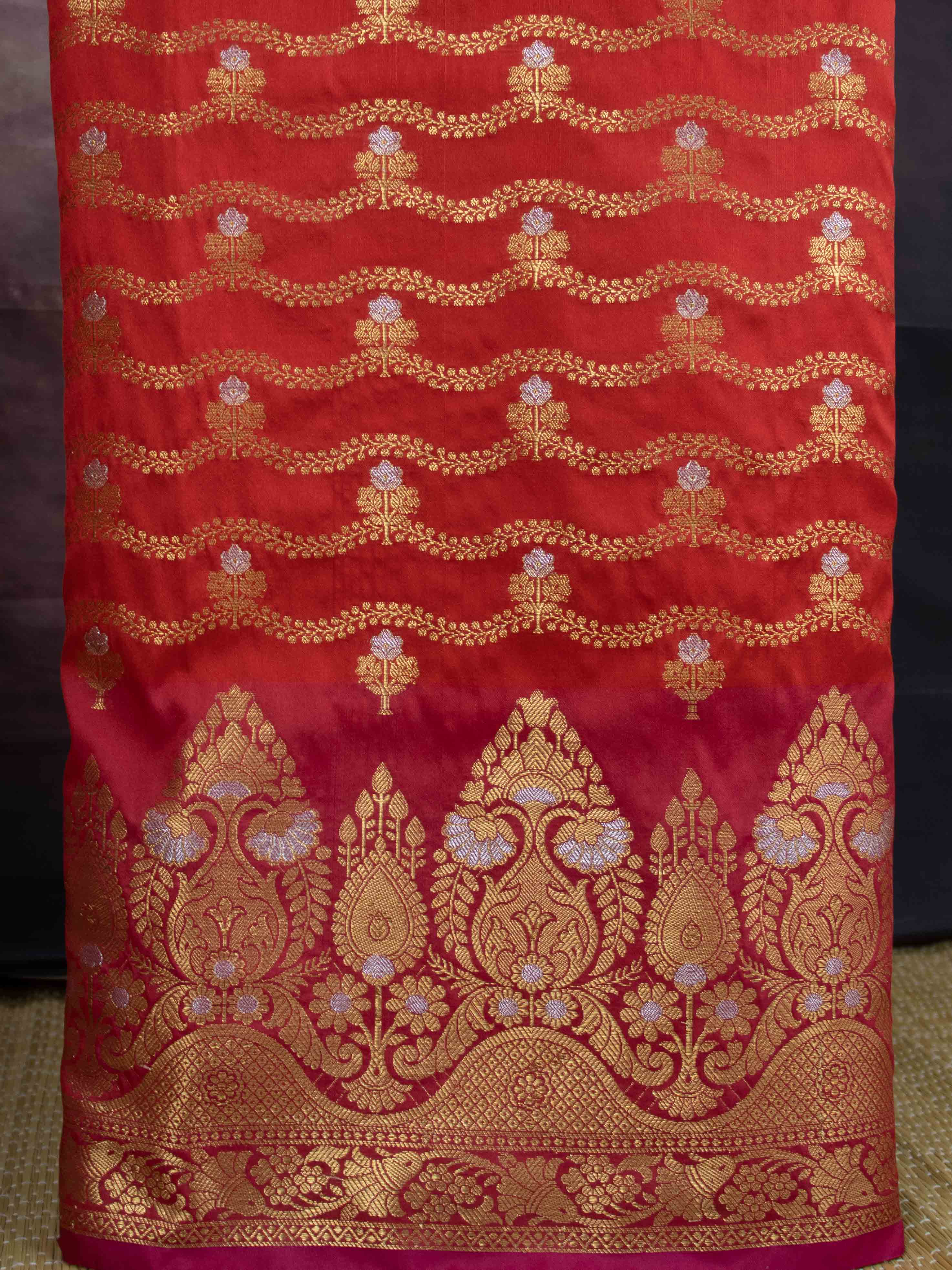 Banarasee Art Silk Zari Design Salwar Kameez With Dupatta Set-Red
