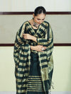 Banarasee Cotton Silk Stripe Pattern Salwar Kameez Fabric With Dupatta Set-Deep Green