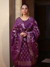 Banarasee Cotton Silk Zari Buta Work Salwar Kameez Fabric With Dupatta Set-Purple