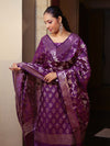Banarasee Cotton Silk Zari Buta Work Salwar Kameez Fabric With Dupatta Set-Purple