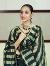 Banarasee Cotton Silk Stripe Pattern Salwar Kameez Fabric With Dupatta Set-Deep Green