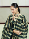 Banarasee Cotton Silk Stripe Pattern Salwar Kameez Fabric With Dupatta Set-Deep Green