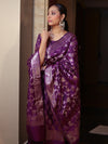 Banarasee Cotton Silk Zari Buta Work Salwar Kameez Fabric With Dupatta Set-Purple