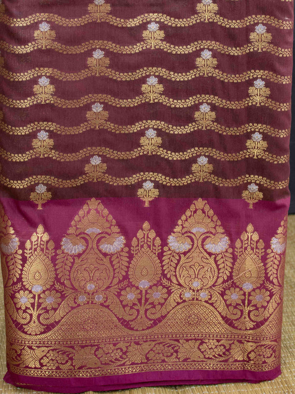 Banarasee Art Silk Zari Design Salwar Kameez With Dupatta Set-Maroon