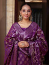 Banarasee Cotton Silk Zari Buta Work Salwar Kameez Fabric With Dupatta Set-Purple