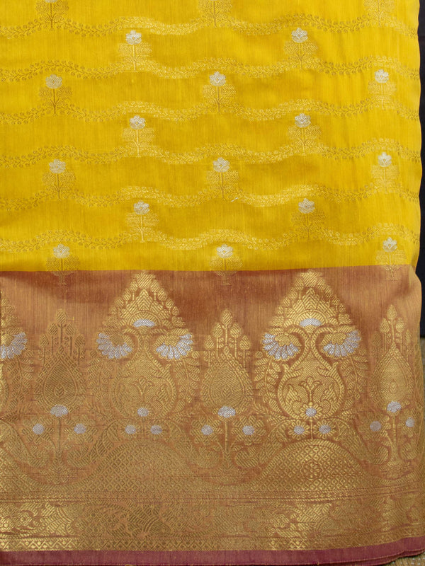 Banarasee Art Silk Zari Design Salwar Kameez With Dupatta Set-Yellow