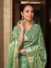 Banarasee Cotton Silk Zari Buta Work Salwar Kameez Fabric With Dupatta Set-Green