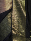 Banarasee Handloom Semi Silk Tissue Saree With Zari Design & Broad Border-Black & Peach Pink