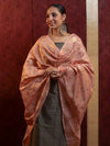 Banarasee Cotton Silk Zari Buti Salwar Kameez Fabric With Contrast Dupatta Set-Grey & Peach