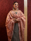 Banarasee Cotton Silk Zari Buti Salwar Kameez Fabric With Contrast Dupatta Set-Grey & Peach